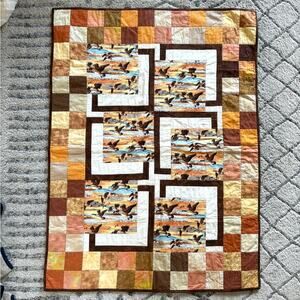 Vintage handmade duck and plaid blanket